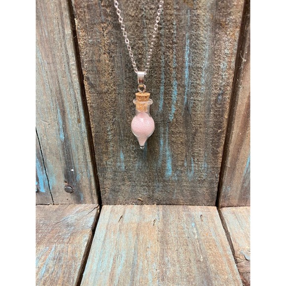 Unconditional Self Love Rose Quartz Crystal Sand spell jar Cork Vial Pendant - Picture 1 of 2